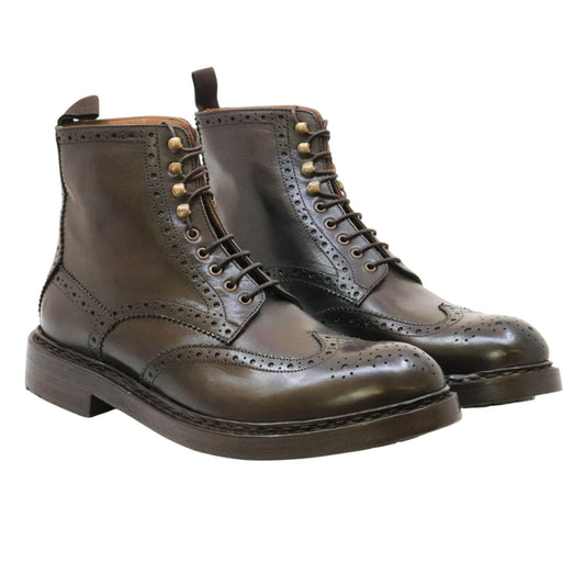 Crispiniano 482 stivaletto allacciato uomo in pelle marrone
