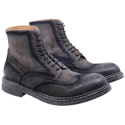 Stivaletto imperiale da uomo Crispiniano 6090 in pelle camoscio ingrassato grigio