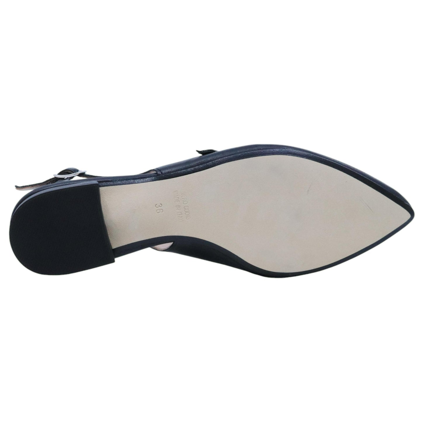 Jaffè 601 T slingback donna in pelle nera con cinturino e suola in cuoio