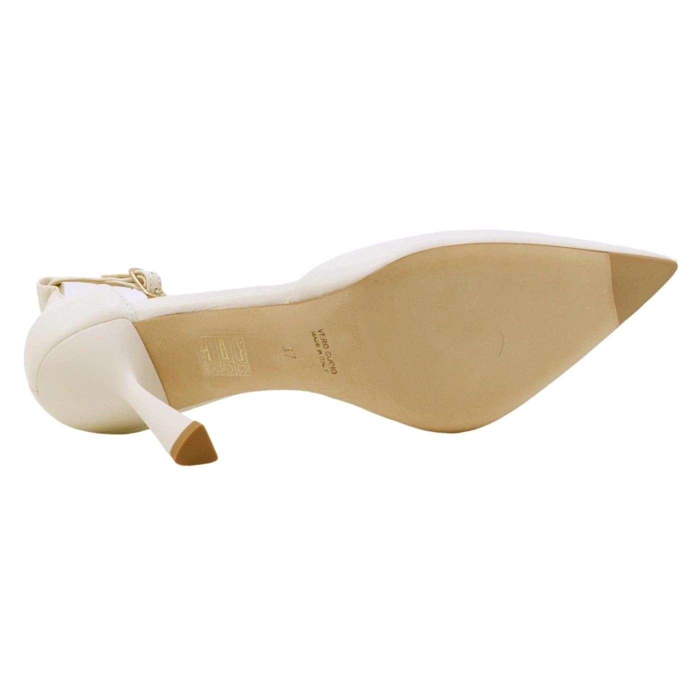 Décolleté donna Chantal 1970 in pelle bianco latte