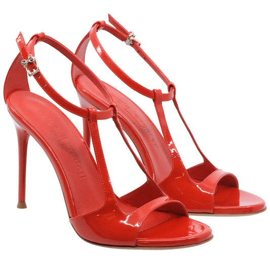 Sandalo con tacco Sergio Levantesi Ryana in vernice rosso