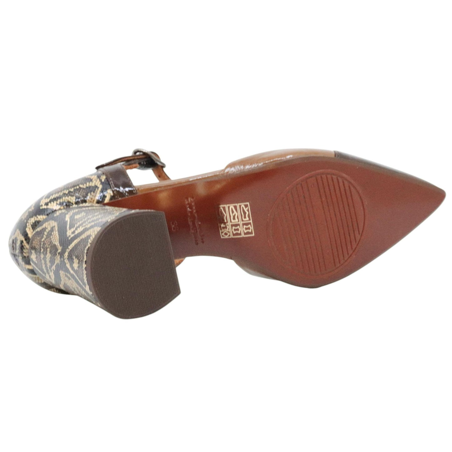 Decolletè Chie Mihara Luer in pelle lucida nera e marrone