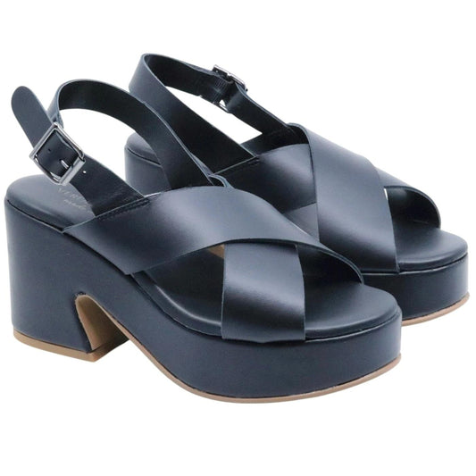 Verderosamarino 3998 sandalo con tacco in pelle nera