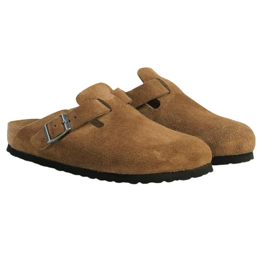 Birkenstock Boston in camoscio di colore dark tea