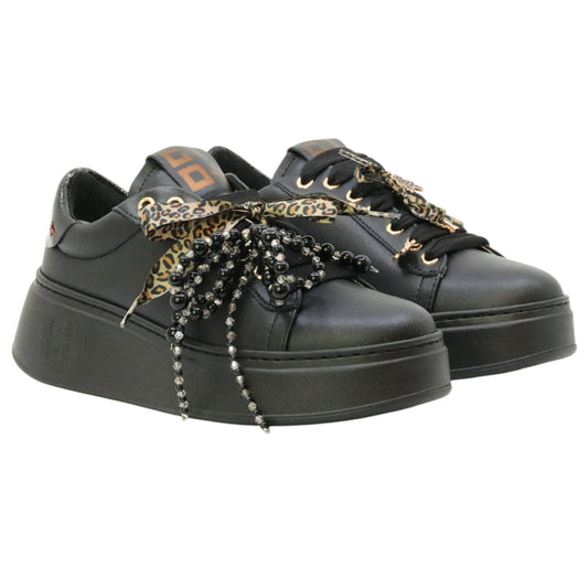 GIO+ PIA434A Combi sneaker donna in pelle nera