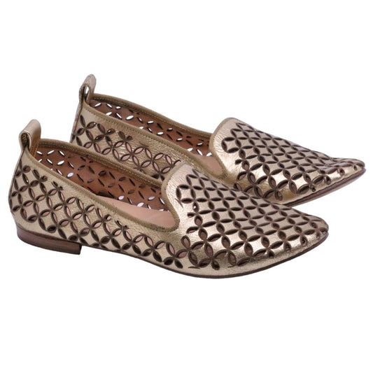 Mocassino donna Kudetà 314102 in pelle laminata oro