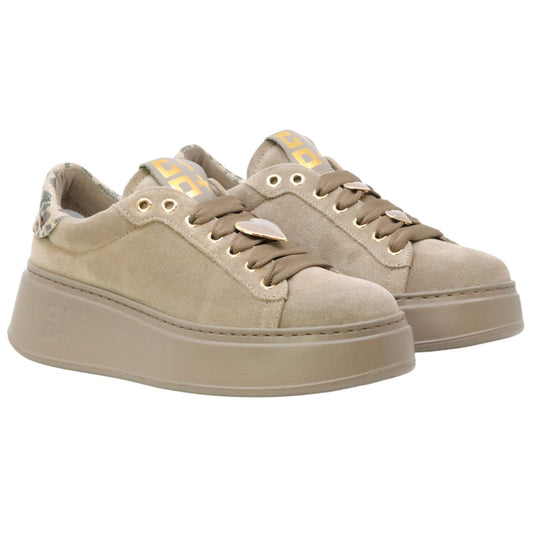 GIO+ PIA430A Combi sneaker donna in camoscio tortora con accessori passanti