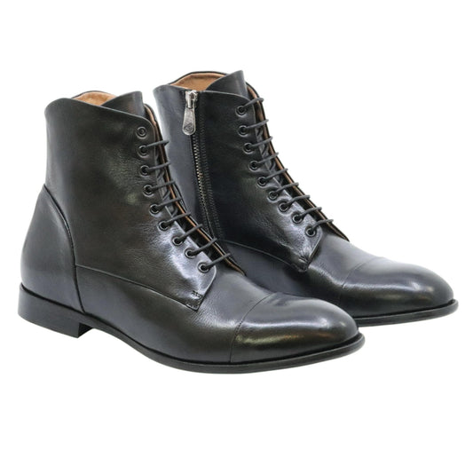 Crispiniano 124-14 stivaletto uomo pelle nero con zip interna