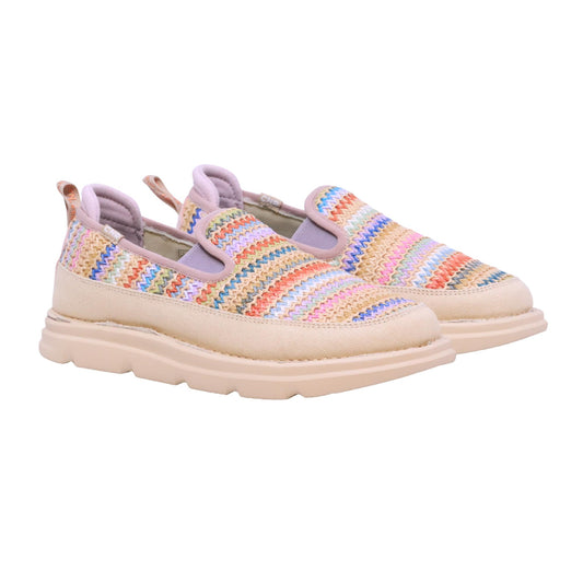 CNR Easy Clip sneaker slip-on donna in tessuto intrecciato e tela beige