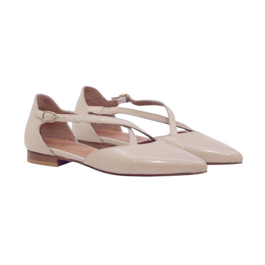 Triver Flight 603 03 Glove ballerina donna in pelle nappa avorio con cinturino