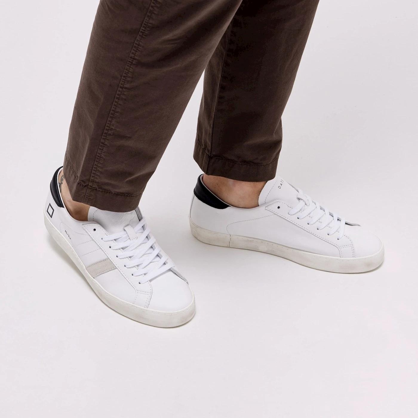 DATE Hill Low Calf White Black HL-CA-WB sneaker uomo in pelle bianca