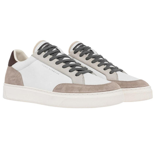 Sneaker uomo Crime London Eclipse 15752 pelle bianca e tortora con dettagli in camoscio