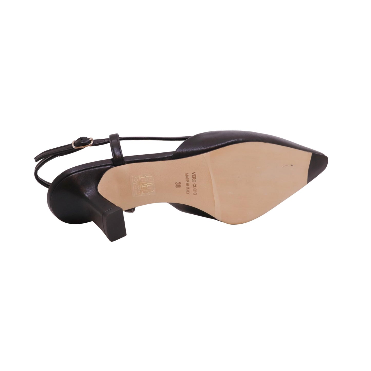 The Seller EN809 slingback donna in pelle nappata nera con tacco elegante Made in Italy