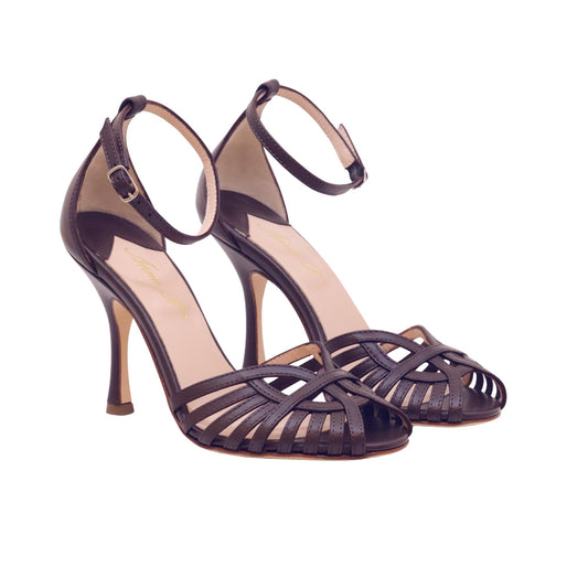 Anna F 3872 Natur sandalo donna stile ragnetto in pelle testa di moro
