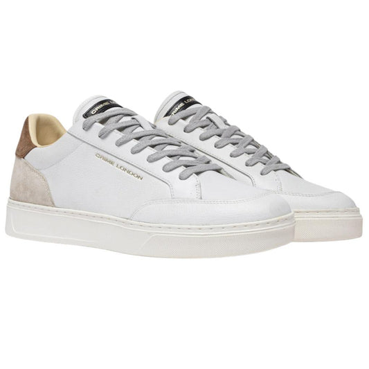 Sneaker uomo Crime London Eclipse 14752 in pelle bianca con dettagli in camoscio crema