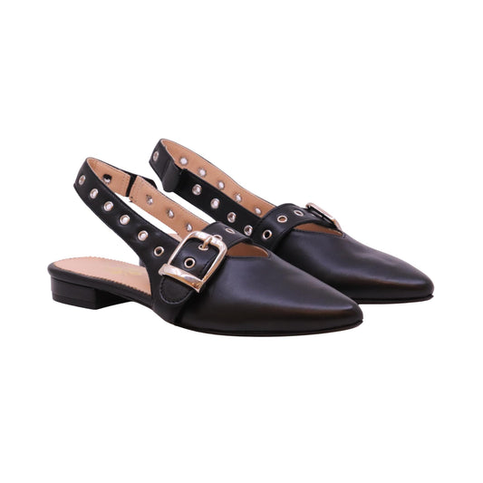 Jaffè 655 Nappa Nero slingback donna in pelle nera con tacco basso
