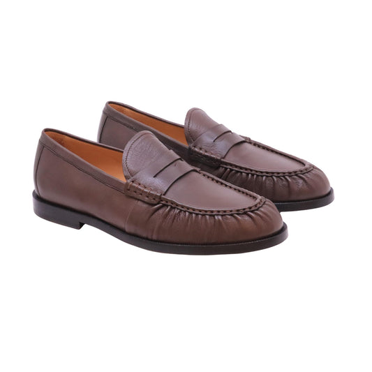 Triver Flight 886-01 mocassino uomo in pelle marrone con fondo cuoio elegante Made in Italy