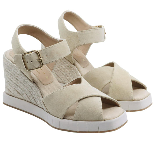 Sandalo zeppa Palomitas Laurel 27 4001 in camoscio sabbia