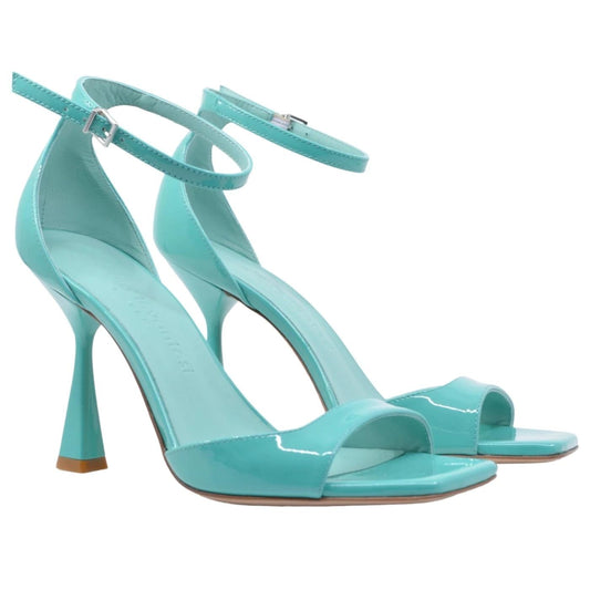 Sandalo con tacco Sergio Levantesi Tarin22 in pelle vernice verde acqua