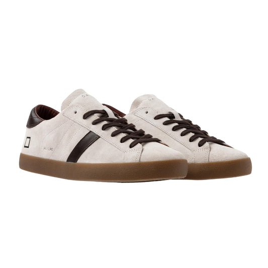 D.A.T.E. Hill Low Colored HL-CO-WH sneaker uomo in suede chiaro con dettagli marroni