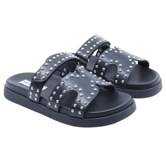 Ciabatta Steve Madden Missile in pelle nera e borchie