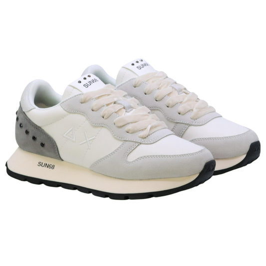 SUN68 Ally Studs Z45206 sneaker donna in similpelle e suede bianco