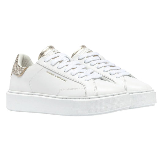 Sneaker donna Crime London New Extralight 20803 in pelle bianca e talloncino con strass platino