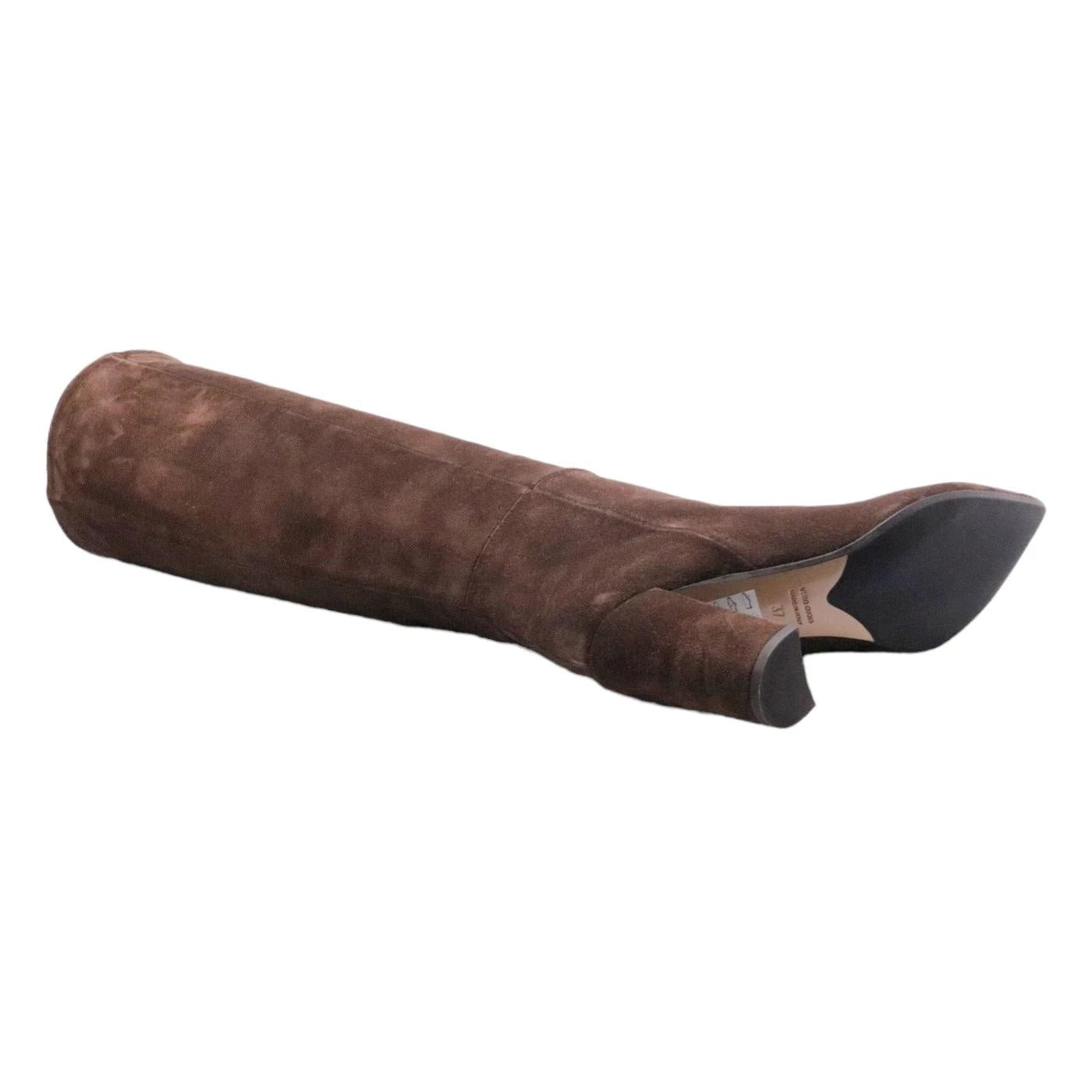 Stivale donna Anna F 9879 in pelle camoscio color caffè