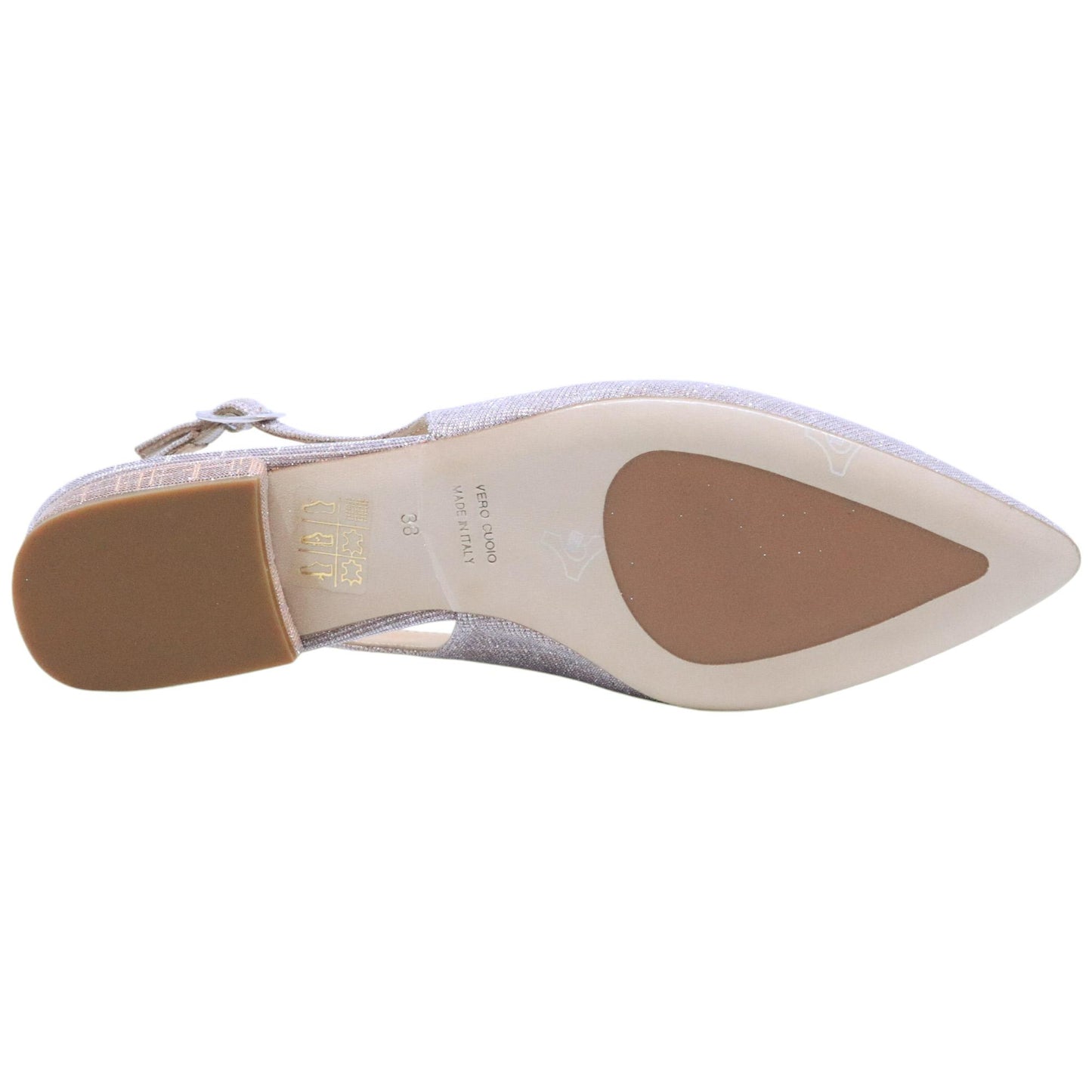 Slingback donna Le Briella Z821 in tessuto galassia luminoso con tonalità di rosa e argento