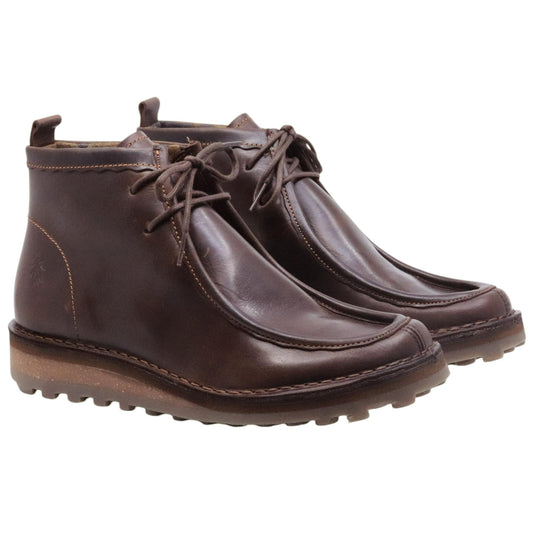 Stivaletto allacciato uomo Fly London TEZI130FLY in pelle marrone scuro