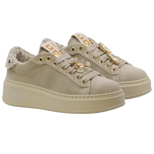 GIO+ PIA428A Combi sneaker donna in camoscio crema PIA428ACREMA GIO+