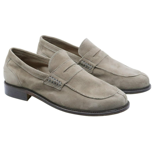 Antica Cuoieria 22489 mocassino uomo in camoscio grigio elegante Made in Italy