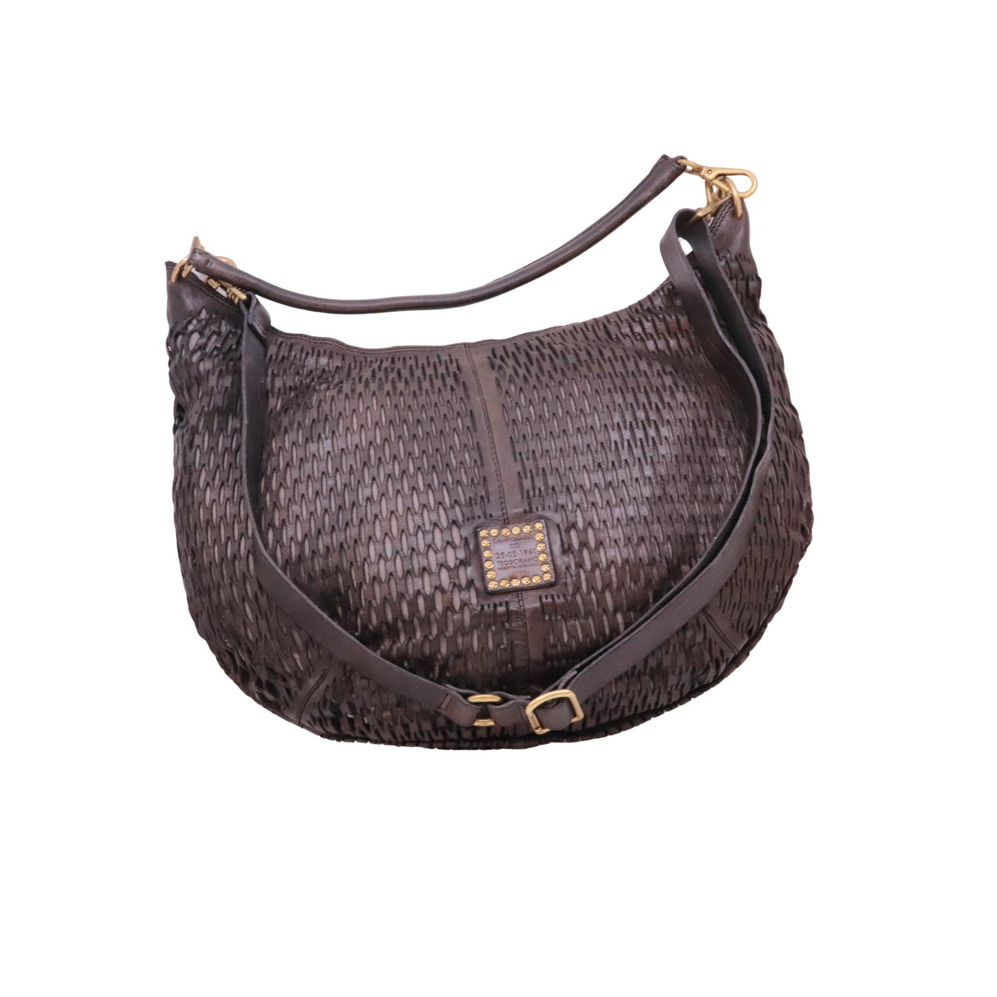 Campomaggi Anastasia L C044200 monospalla donna in pelle vacchetta laserata grigio Made in Italy