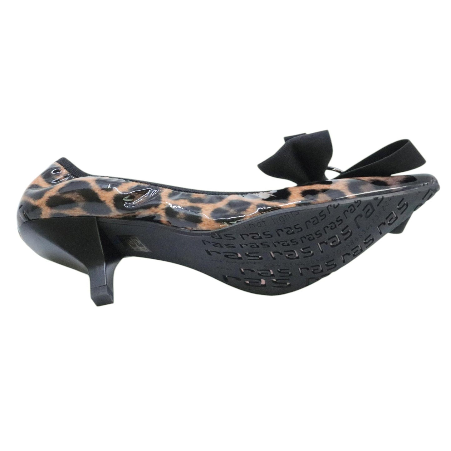 Ras 8235 decolleté donna in pelle stampa maculata con fiocco nero