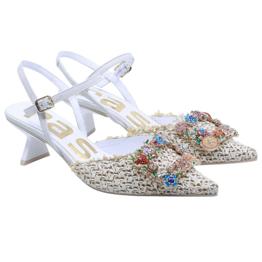 Ras 8031 slingback donna in corda beige sabbia