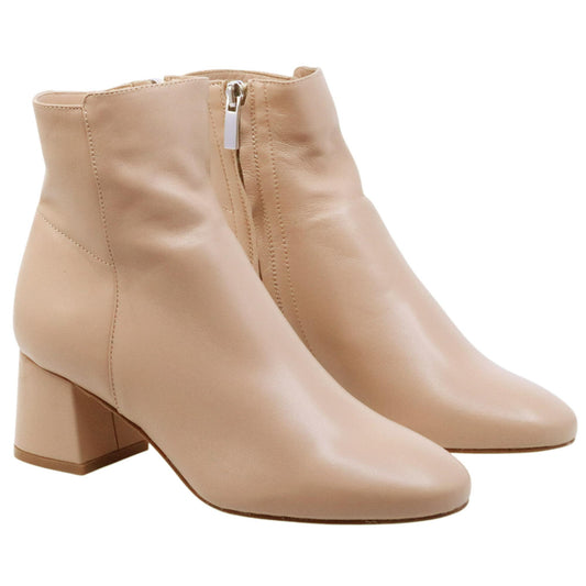 Ranyé 133 stivaletto donna in pelle nappa cappuccino con tacco elegante Made in Italy