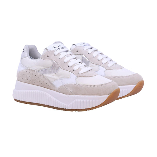 Voile Blanche Club01 Lana Ice White sneaker donna in camoscio e tessuto bianco