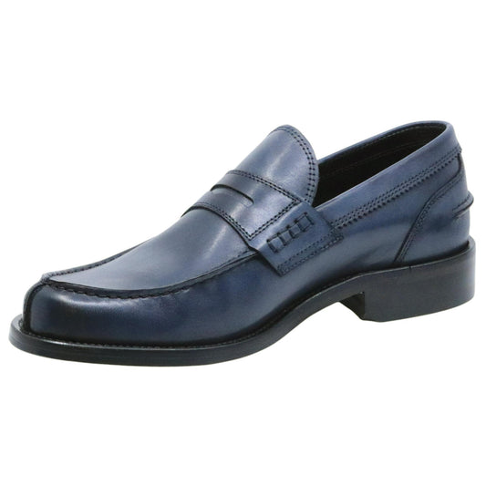 Mocassino uomo Antica Cuoieria 14566 in pelle blu