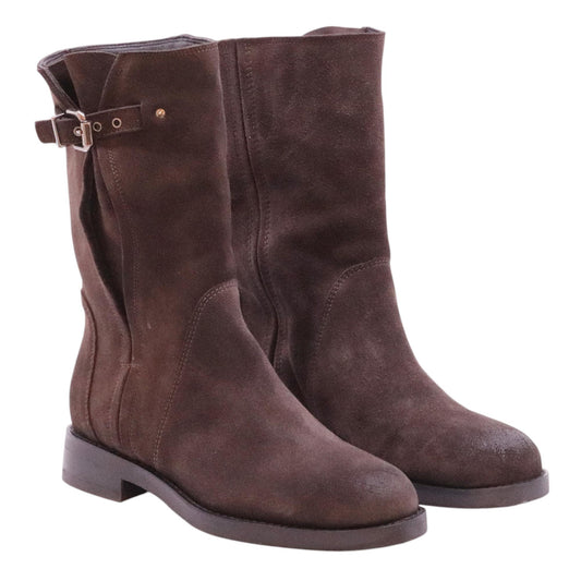 Curiositè 2842 stivale donna in camoscio marrone senza zip