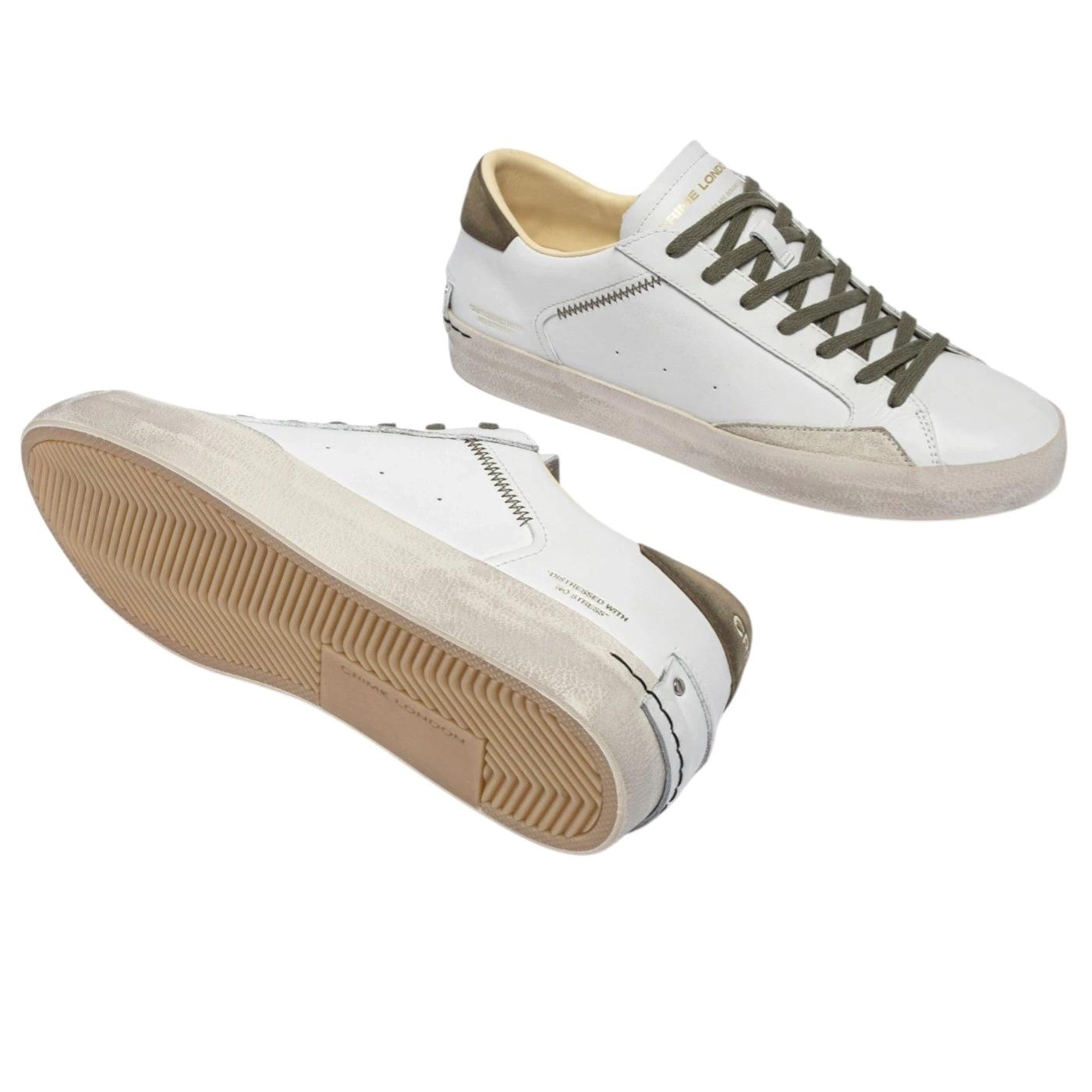 Sneaker uomo Crime London 14001 Distressed in pelle bianca