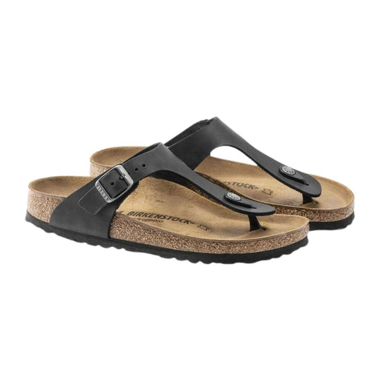 Birkenstock Gizeh pelle oliata nera sandalo infradito uomo regular fit