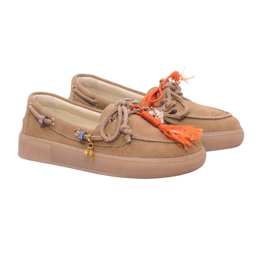 Gio+ Federica Moka scarpa donna in camoscio cuoio con suola sneaker