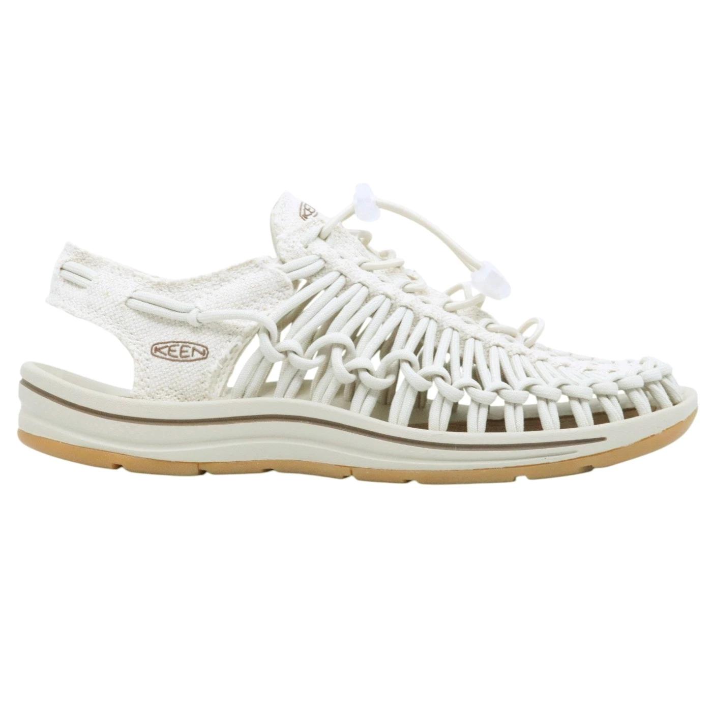 Sandalo donna Keen Uneek 1026231 con elastico bianco e suola in gomma beige