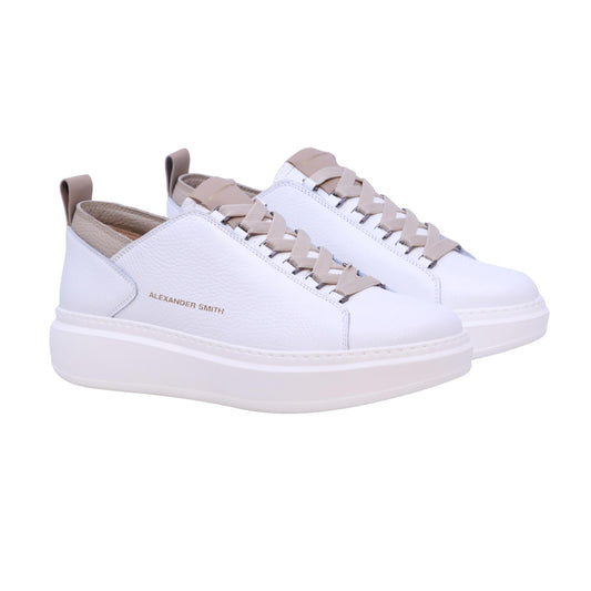 Alexander Smith Wembley Deconstructed White Dark Ivory sneaker uomo in pelle bianca