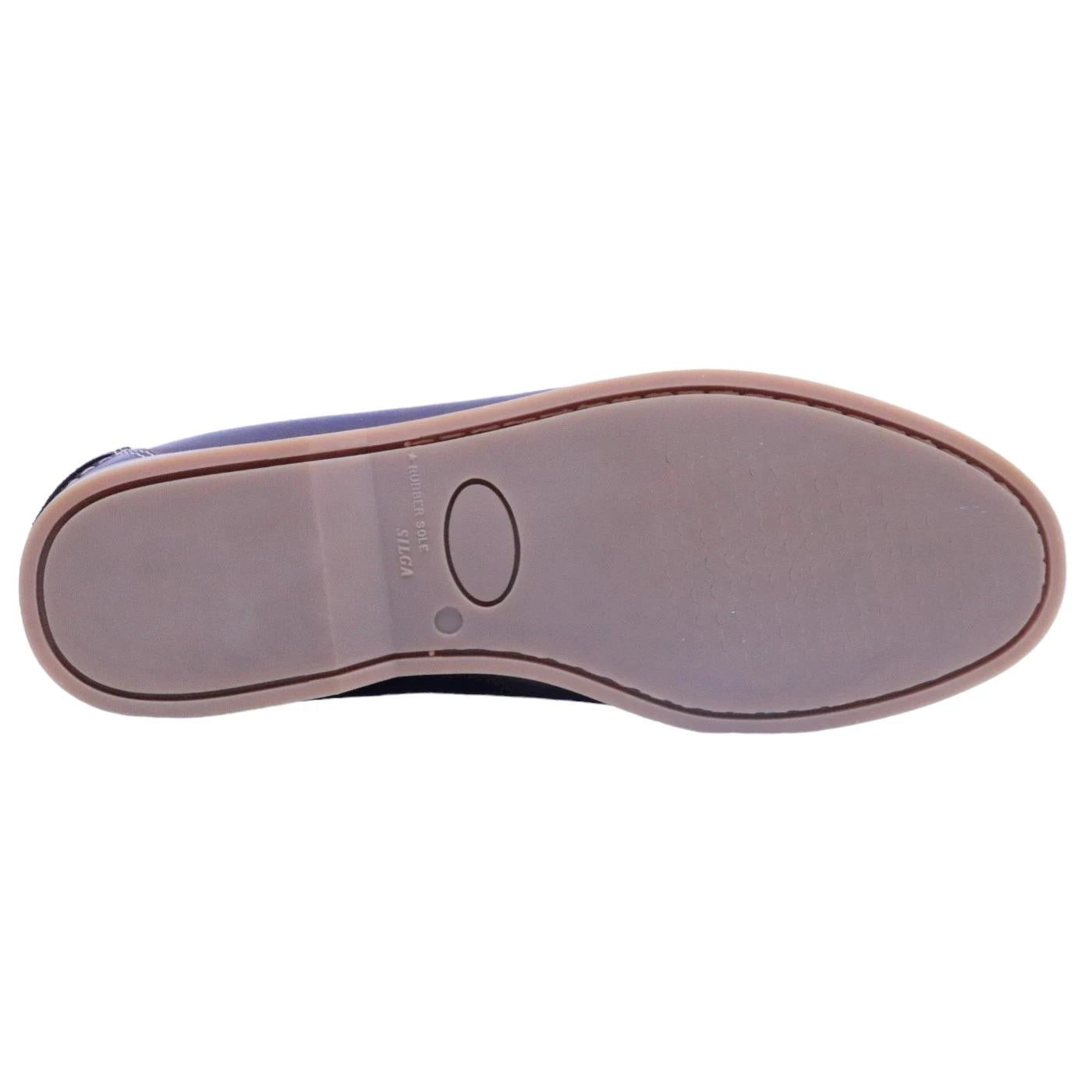 Antica Cuoieria 22317 scarpa da barca uomo in pelle testa di moro con suola gomma miele Made in Italy