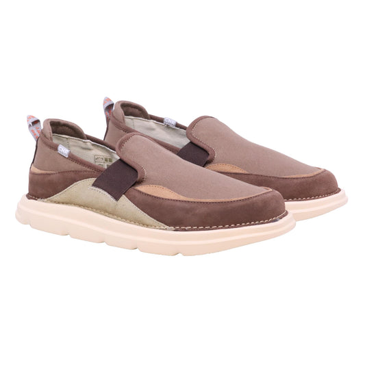 CNR Easy Clip sneaker uomo in camoscio e tessuto dark brown senza lacci casual comfort