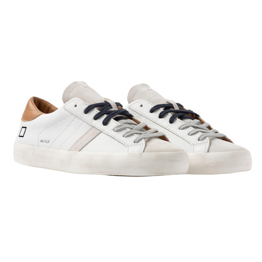 D.A.T.E. Hill Low Calf HL-CA-WI sneaker uomo in pelle bianca e cuoio