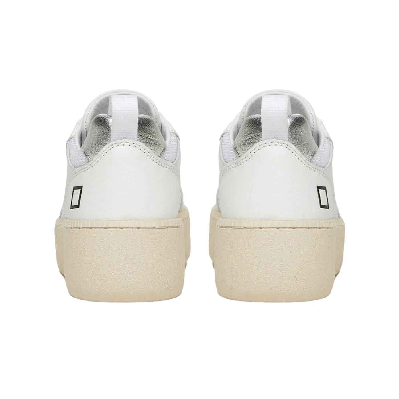 DATE Step Floor Dragon White Silver SE-DR-WS sneaker donna in morbida pelle bianca