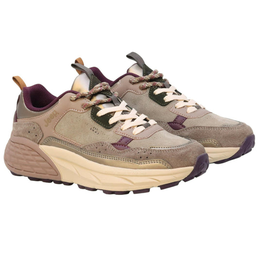 Jeep Footwear Groove sneaker donna in suede e tessuto taupe