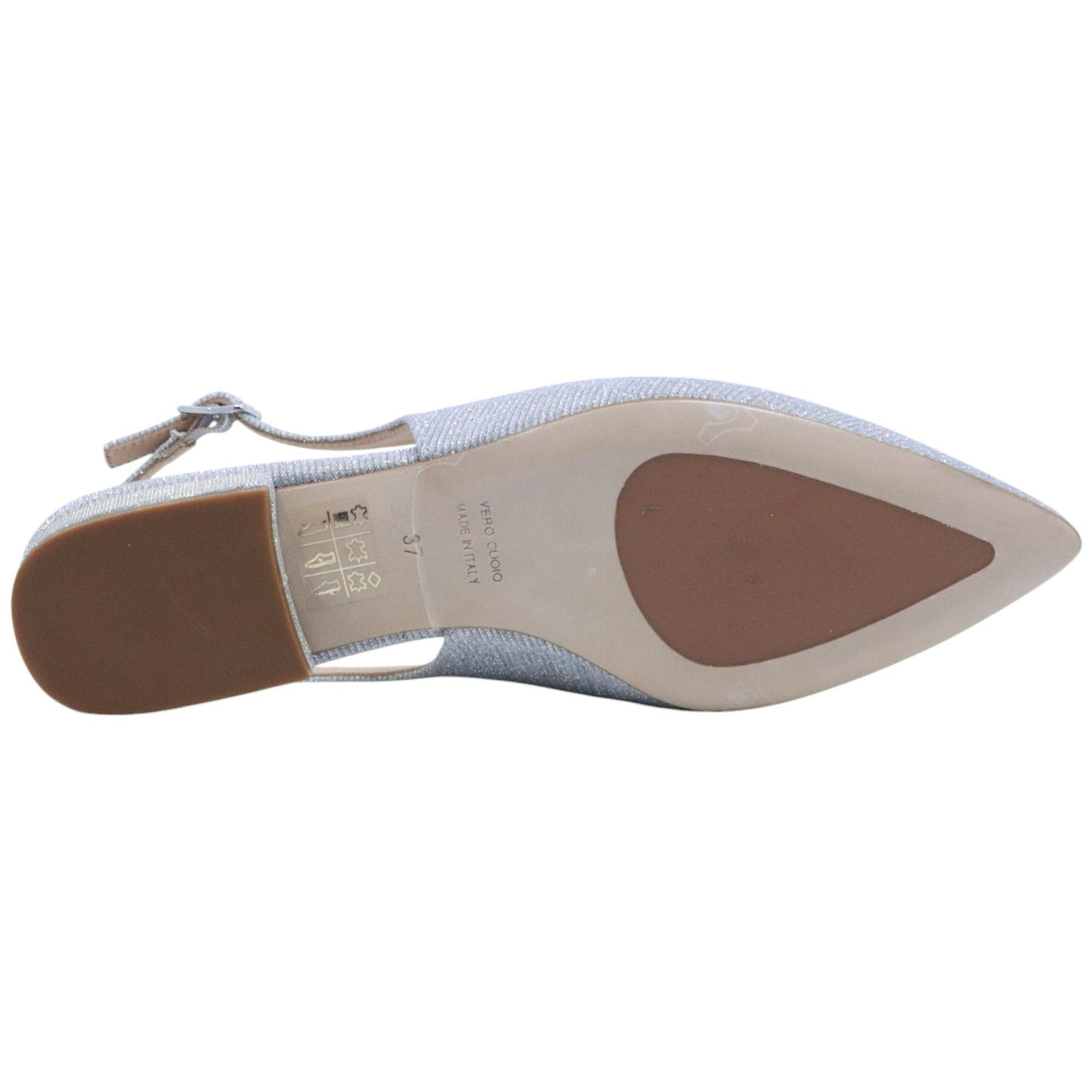 Slingback donna Le Briella Z821 in tessuto galassia luminoso sulle tonalità dell'argento